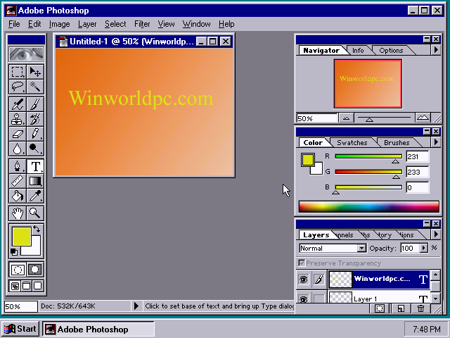 Adobe Photoshop 5.0 for Windows Workspace (1998)